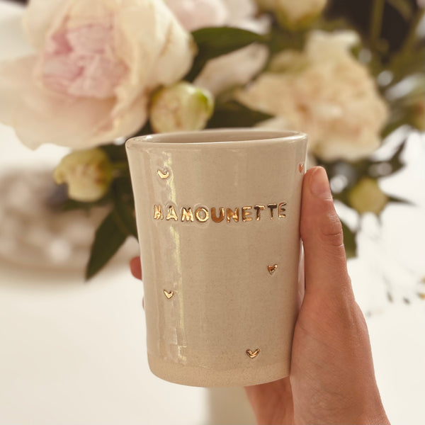 GRANDE TASSE PERSONNALISÉE COEURS OR