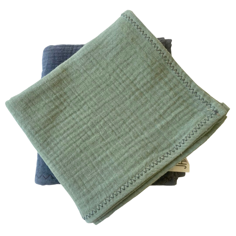 DUO LANGES GRIS ARDOISE ET VERT SAUGE