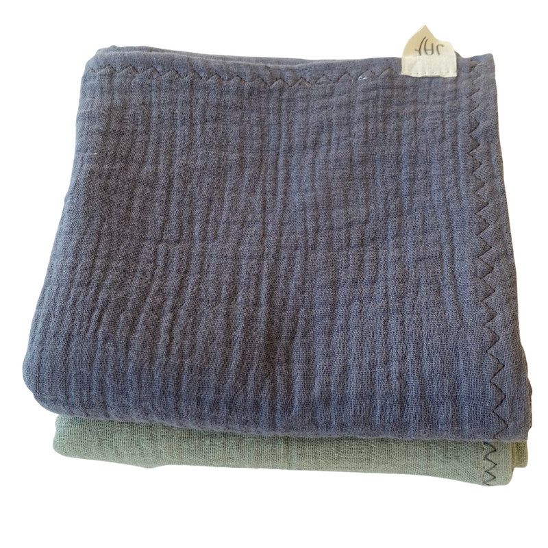 DUO LANGES GRIS ARDOISE ET VERT SAUGE