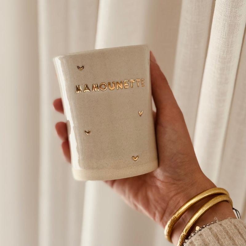 GRANDE TASSE PERSONNALISÉE COEURS OR
