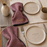 DUO SERVIETTES DE TABLE PERSONNALISABLES - PRUNE