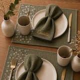 DUO SERVIETTES DE TABLE PERSONNALISABLES - VERT FONCÉ