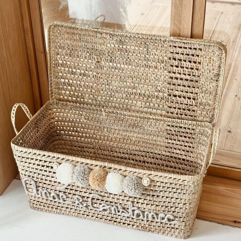 COFFRE PERSONNALISÉ À POMPONS - BEIGE