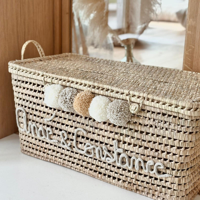 COFFRE PERSONNALISÉ À POMPONS - BEIGE