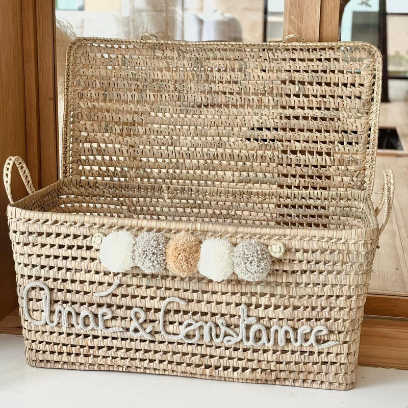 COFFRE PERSONNALISÉ À POMPONS - BEIGE