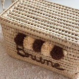 COFFRE PERSONNALISÉ À POMPONS - MARRON & NUDE