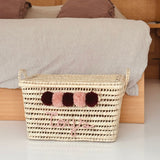 COFFRE PERSONNALISÉ À POMPONS - BORDEAUX & VIEUX ROSE