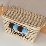 COFFRE PERSONNALISÉ À POMPONS - PRUNE & BLEU