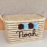 COFFRE PERSONNALISÉ À POMPONS - PRUNE & BLEU